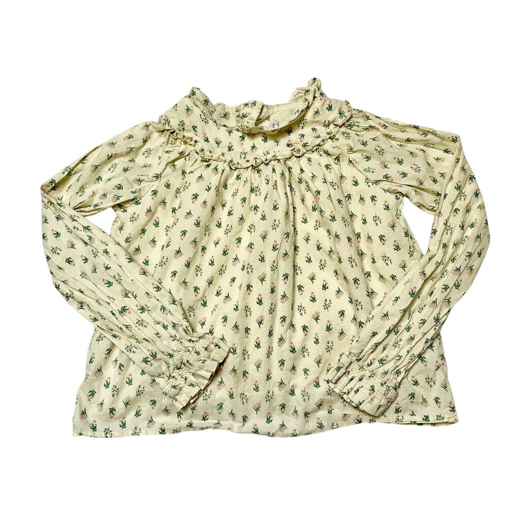 Janie And Jack Floral Ruffle Collar Top Size 7